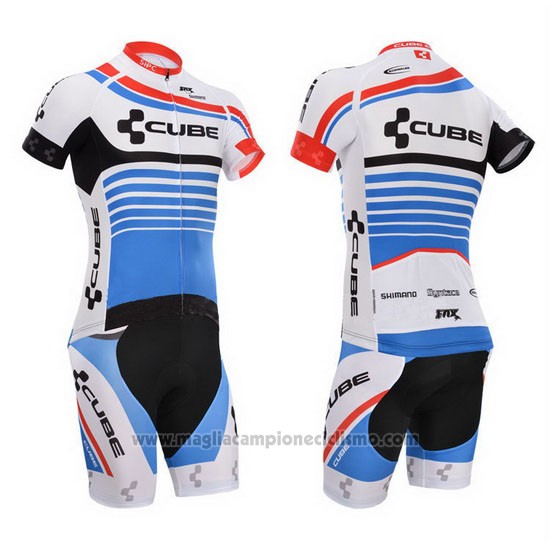 2014 Abbigliamento Ciclismo Cube Blu e Bianco Manica Corta e Salopette